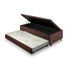 Bicama Box Com Baú Solteirão 96x203 com Colchão Auxiliar Suede Marrom Bicama Box Com Baú Solteirão 96x203 com Colchão Auxiliar Suede Marrom