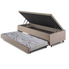 Bicama Box com Baú Solteiro 88x188 com Colchão Auxiliar Suede Bege