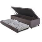 Bicama Box com Baú Solteiro 88x188 com Colchão Auxiliar Suede Cinza