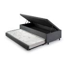 Bicama Box Com Baú Viúvo 120x203 com Colchão Auxiliar Linho Cinza