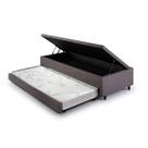 Bicama Box Com Baú Viúvo 120x203 com Colchão Auxiliar Suede Cinza Bicama Box Com Baú Viúvo 120x203 com Colchão Auxiliar Suede Cinza