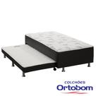 Bicama Box Conjugada com Cama Auxiliar Ortobom Cori Preto ( Cama + Colchão + Bicama ) 0,88 X 1,88 X 0,37