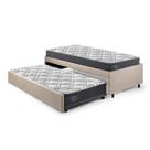 Bicama Box Solteirão 96x203 Suede Bege com Dois Colchões Adapto Molas Ensacadas Ecoflex Bicama Box Solteirão 96x203 Suede Bege com Dois Colchões Adapto Molas Ensacadas Ecoflex