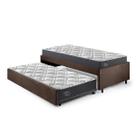 Bicama Box Solteirão 96x203 Suede Marrom com Dois Colchões Adapto Molas Ensacadas Ecoflex