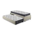 Bicama Box Solteirão 96x203cm Linho com Dois Colchões Adapto Molas Ensacadas Ecoflex B&G
