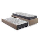 Bicama Box Solteirão 96x203cm Linho com Dois Colchões Adapto Molas Ensacadas Ecoflex B&G
