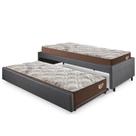 Bicama Box Solteiro 103x208 material sintético Linho Preto com 2 Colchões Relax Adorabile Molas Ensacadas Ecoflex