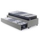 Bicama Box Solteiro 88x188 Cinza com Dois Colchões Gran Sleep Molas Verticoil Ecoflex