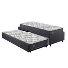 Bicama Box Solteiro 88x188 Linho com Dois Colchões Adapto Molas Ensacadas Ecoflex B&G