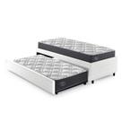 Bicama Box Solteiro 88x188 material sintético Com Dois Colchões Adapto Molas Ensacadas Ecoflex Branco/Cinza