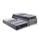 Bicama Box Solteiro 88x188 Suede Cinza com Dois Colchões Gransleep Molas Verticoil Ecoflex