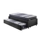 Bicama Box Solteiro 88x188 Suede Preto com Dois Colchões Gransleep Molas Verticoil Ecoflex