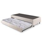 Bicama Box Solteiro Linho Bege 96x203x28 cm com Colchão Auxiliar Ecoflex