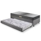 Bicama Box Solteiro Linho Cinza 88x188x28 cm com Colchão Dual Firm Espuma e Colchão Auxiliar Ecoflex