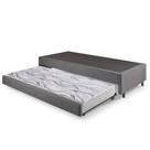 Bicama Box Solteiro Linho Cinza 96x203x28 cm com Colchão Auxiliar Ecoflex