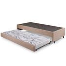 Bicama Box Solteiro Linho Marrom 88x188x28 cm com Colchão Auxiliar Ecoflex