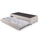 Bicama Box Solteiro material sintético Linho Areia 120x203x28 cm com Colchão Auxiliar Ecoflex