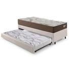 Bicama Box Solteiro material sintético Linho Marrom 88x188x28 cm com Colchão Relax Adorabile Molas Ensacadas e Colchão Auxiliar Ecoflex