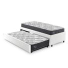 Bicama Box Solteiro Revestimento Branco 88x188 com Dois Colchões Adapto Molas Ensacadas Ecoflex