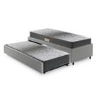 Bicama Box Solteiro Revestimento Sintético Cinza 88x188 com Dois Colchões Espuma Firme Ecoflex
