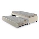 Bicama Box Solteiro Revestimento Sintético Linho Areia 88x188 Com Dois Colchões Airtech Molas Ensacadas Ortobom