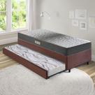 Bicama Box Solteiro Suede Marrom 88x188x28 cm com Colchão Dual Firm Espuma e Colchão Auxiliar Ecoflex
