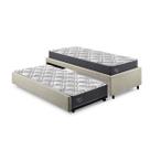 Bicama Box Viúva 126x208 Linho Bege com Dois Colchões Adapto Molas Ensacadas Ecoflex Bicama Box Viúva 126x208 Linho Bege com Dois Colchões Adapto Molas Ensacadas Ecoflex