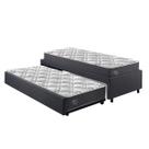 Bicama Box Viúva 126x208 Linho Cinza com Dois Colchões Adapto Molas Ensacadas Ecoflex
