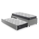 Bicama Box Viúva 126x208 Revestimento em Tecido Sintético Linho Cinza com Dois Colchões Adapto Molas Ensacadas Ecoflex Bicama Box Viúva 126x208 Revestimento em Tecido Sintético Linho Cinza com Dois Colchões Adapto Molas Ensacadas Ecoflex