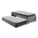 Bicama Box Viúva 126x208 Suede Cinza com Dois Colchões Adapto Molas Ensacadas Ecoflex Bicama Box Viúva 126x208 Suede Cinza com Dois Colchões Adapto Molas Ensacadas Ecoflex