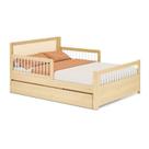 Bicama Casal Wave Juvenil Reversível em Led ,com Rattan e Grade de Proteção Palito Casatema Branco/Natural