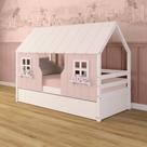 Bicama Casinha Encantada Madeira Maciça Rosa/ Branco Megamobilia