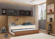 Bicama Chiara Cama com Auxiliar Solteiro Off White Amadeirado - Phoenix Baby