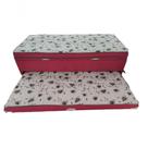 Bicama com Baú Solteiro Bibox com Cama Auxiliar Espuma 5CM Madeira Vermelho