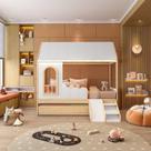 Bicama Infantil Casinha com Led, Janela e Escadinha New Garden Casatema MadeiraOriginals