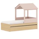 Bicama Infantil com Casinha Play Rosa com Carvalho Malva
