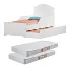 Bicama Mini Cama Livia Branca Com Cama Auxiliar Mais 02 Colchão D18 150x70cm feita em MDF com estrado de Madeira Bicama Mini Cama Livia Branca Com Cama Auxiliar Mais 02 Colchão D18 150x70cm feita em MDF com estrado de Madeira