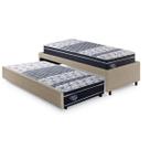 Bicama Solteiro Bege 88x188 com Dois Colchões GranSleep Ecoflex Molas Verticoil