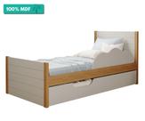 Bicama Solteiro C/ Protetor Lateral 100% Mdf Acabamento Em Laca Elza Cimol Nature/Off White