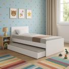Bicama Solteiro Cama com Auxiliar BiBox Para Colchão 88x188cm, MDF Premium, Auxiliar com rodinhas