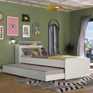 Bicama Solteiro com Colchão Incluso e Baú Embutido Multimóveis Branco