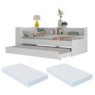 Bicama Solteiro com Colchão Incluso, Prateleira Lateral e Baú Embutido Multimóveis Branco Bicama Solteiro com Colchão Incluso, Prateleira Lateral e Baú Embutido Multimóveis Branco