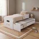 Bicama Solteiro Elis com 2 Colchões e Cama de Apoio Puxável para Quarto Infantil e Visitas - Branco