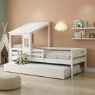 Bicama Solteiro Infantil com Telhadinho e Grade em Madeira Maciça Prime Casatema MadeiraOriginals Branco