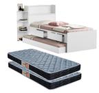Bicama Solteiro Isa Com 2 Gavetas Nicho Bau e Cama Auxiliar Já Com 2 Colchão Top 188x88cm Solteiro