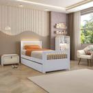 Bicama Solteiro Juvenil Reversível em Led com Rattan, Peseira Palito Wave Casatema MadeiraOriginals