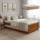 Bicama Solteiro Madeira Compacta Otimiza Seu Espaço Com Cama Auxiliar Inteligente E 2 Colchões D33 - Bicama Solteiro Madeira Compacta Otimiza Seu Espaço Com Cama Auxiliar Inteligente E 2 Colchões D33 -