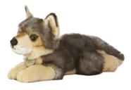 Bicho de pelúcia Aurora Realistic Miyoni Wolf 26,67 cm cinza