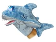 Bicho de pelúcia com marionete manual Aurora Sharky Shark Blue 29cm