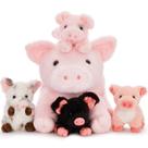 Bicho de pelúcia Karister Pig Mommy com 4 pelúcias Baby Piggy de 40 cm